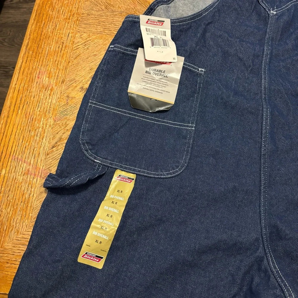 NWT Dickies Durable Bib Overalls Denim Jean Indigo Blue Men's XL R Workwear - Picture 5 of 9